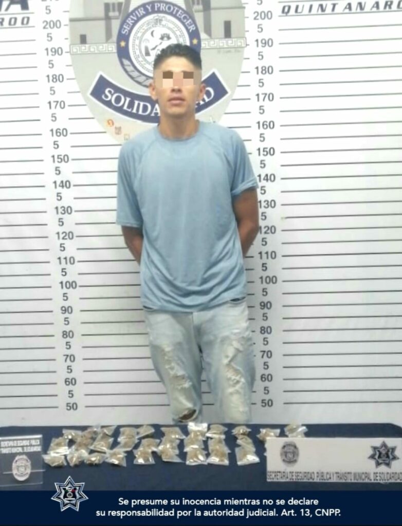 Capturan a sujeto con marihuana en la zona turística de Playa del Carmen