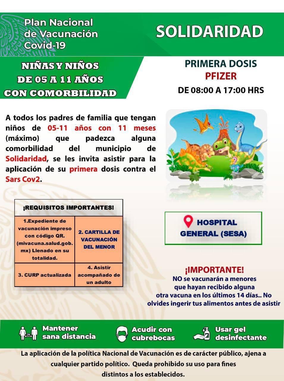 Arrancará el lunes vacunación anticovid para menores de 5 a 11 años en Tulum y Solidaridad