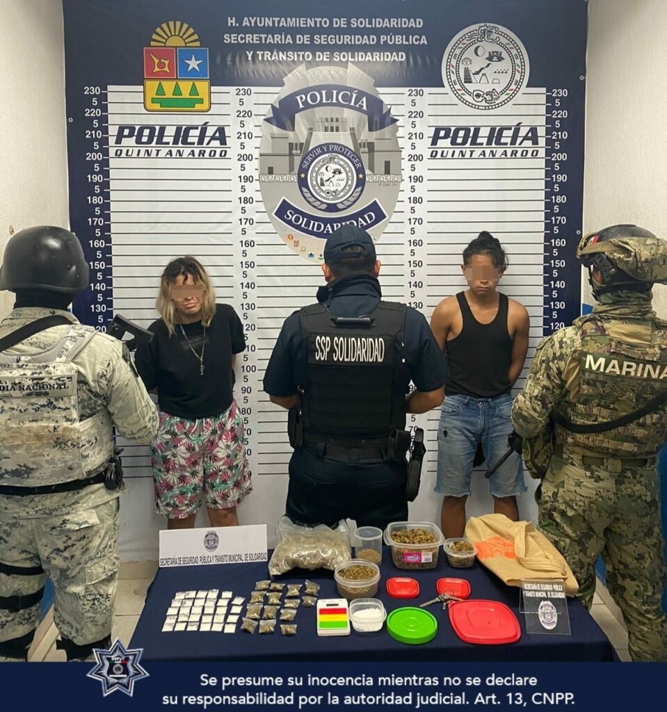 Atascados de droga detienen a parejita en Playa del Carmen