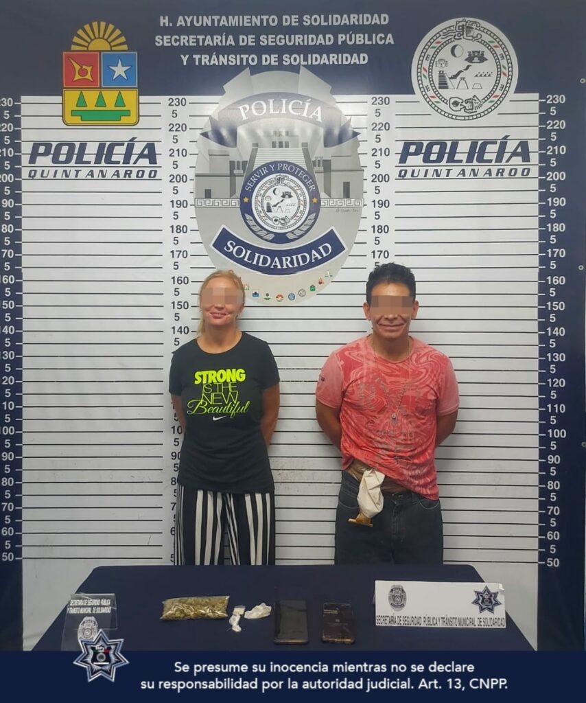 Mujer de la República Checa con galán mexicano son detenidos por posesión de droga en Playa del Carmen