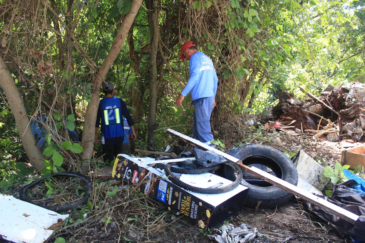 Gobierno municipal limpió microtiradero en Puerto Aventuras