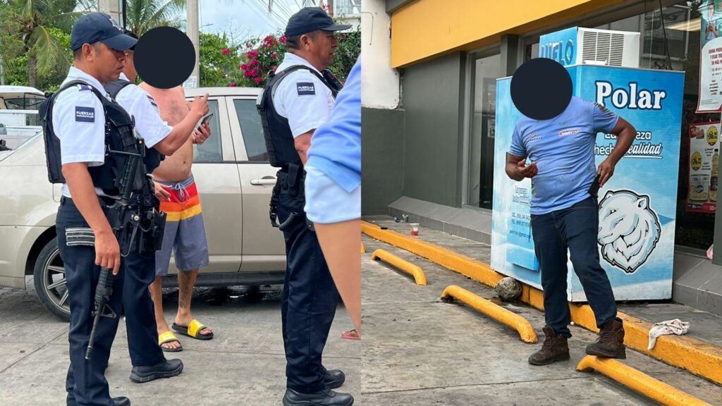 Turista arranca parte del dedo a empleado municipal afuera de un Oxxo en Playa del Carmen