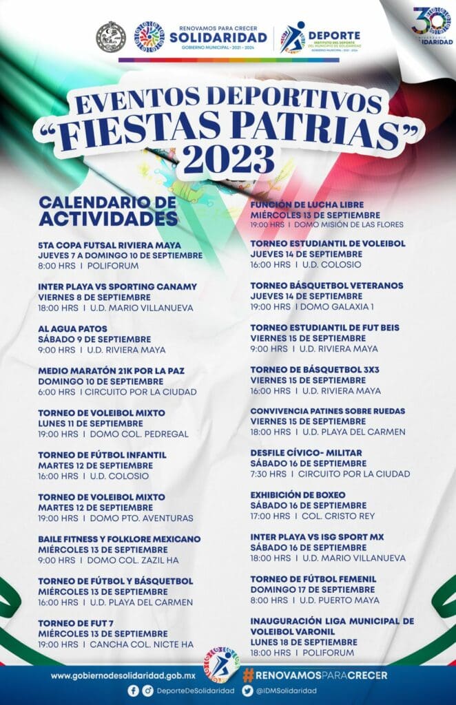 Dan a conocer calendario de eventos por Fiestas Patrias