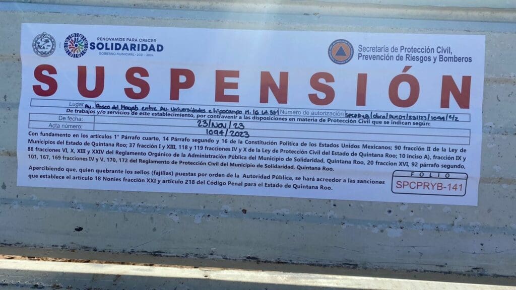Suspenden construcción de gasolinera en Playa del Carmen; está junto a una escuela y no cuenta con permisos