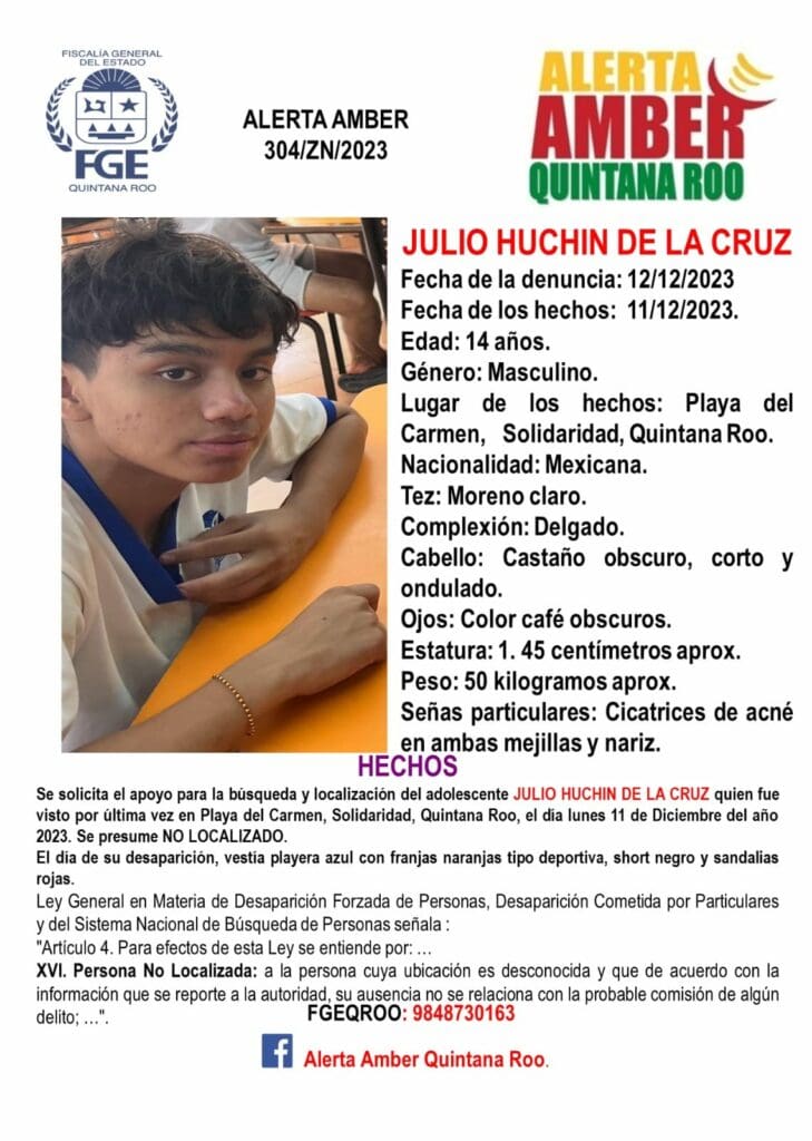 Se busca a tres menores de 14 años que desaparecieron en Playa del Carmen el 11 de diciembre