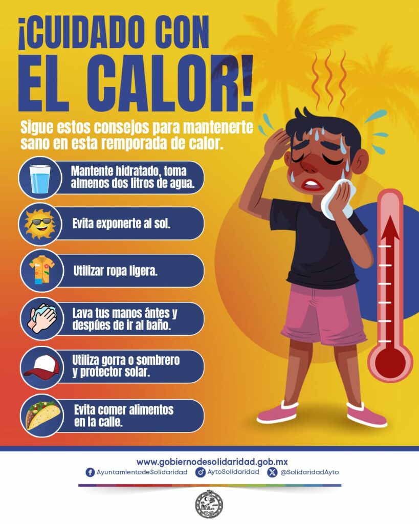 Secretaría de Salud de Solidaridad invita a prevenir el golpe de calor